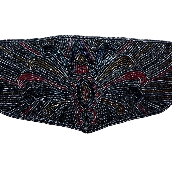Vintage 80s Fully Beaded Colorful Cocktail Formal Maximalist Lined Waist Belt OS main image 4